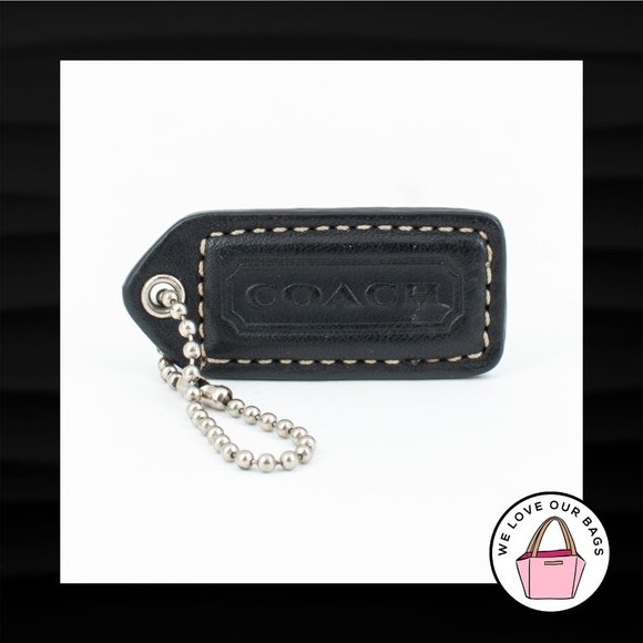2" Medium COACH BLACK LEATHER KEY FOB BAG CHARM KEYCHAIN HANGTAG TAG - Picture 1 of 1